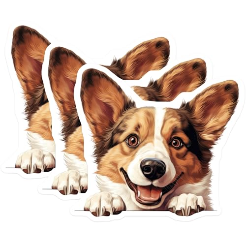 (3 Pack) Corgi Decals - Cute Dog Stickers - Laptop Decals - 3 Inches On Longest Side - Easy Peel & Apply - Made in USA - 3MCS8688