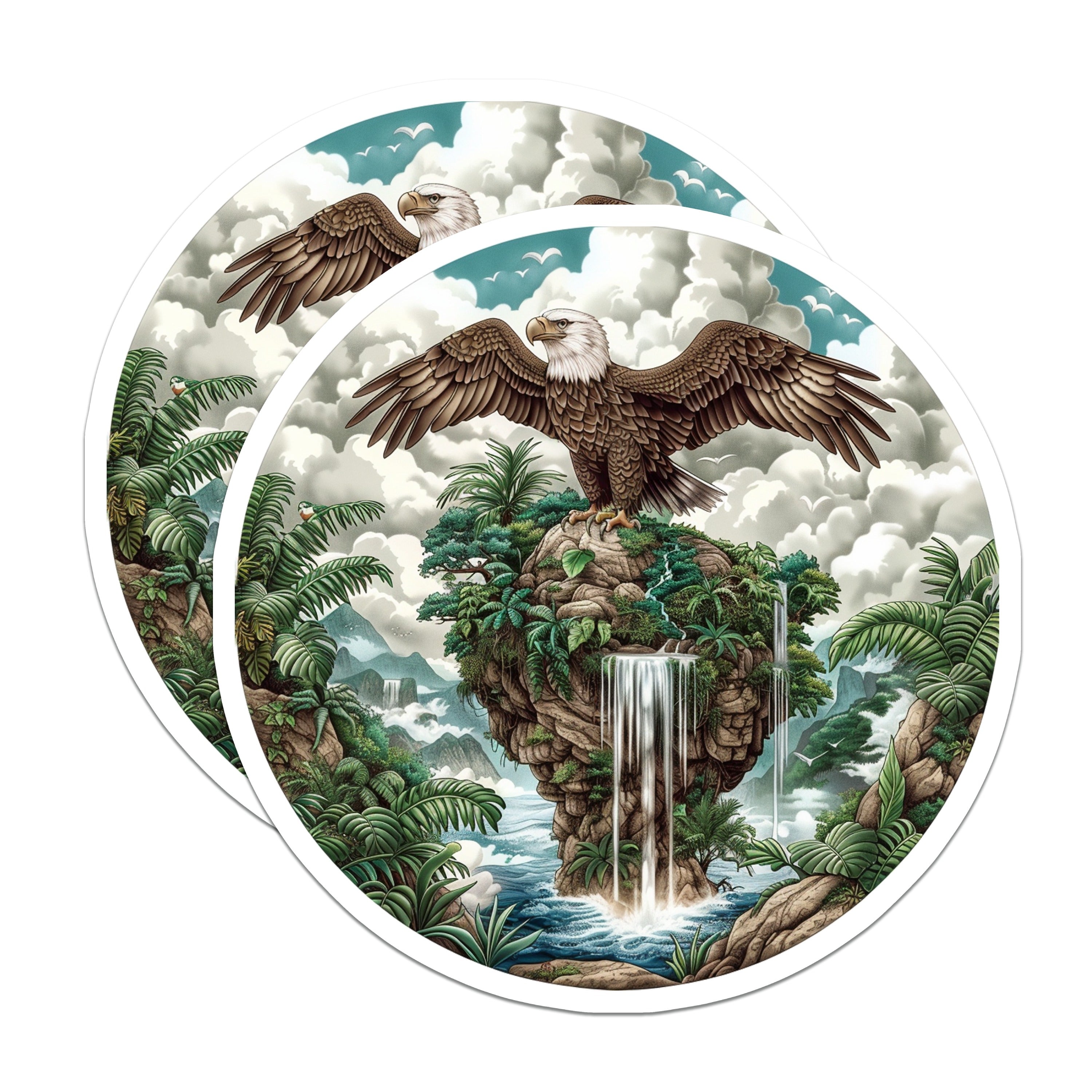 (2 Pack) Bald Eagle Magnets - Majestic Wildlife Decor - Nature Landscape Fridge Accessory - 5 Inches On Longest Side - Thick Durable Magnet - Made in USA - MAG37277