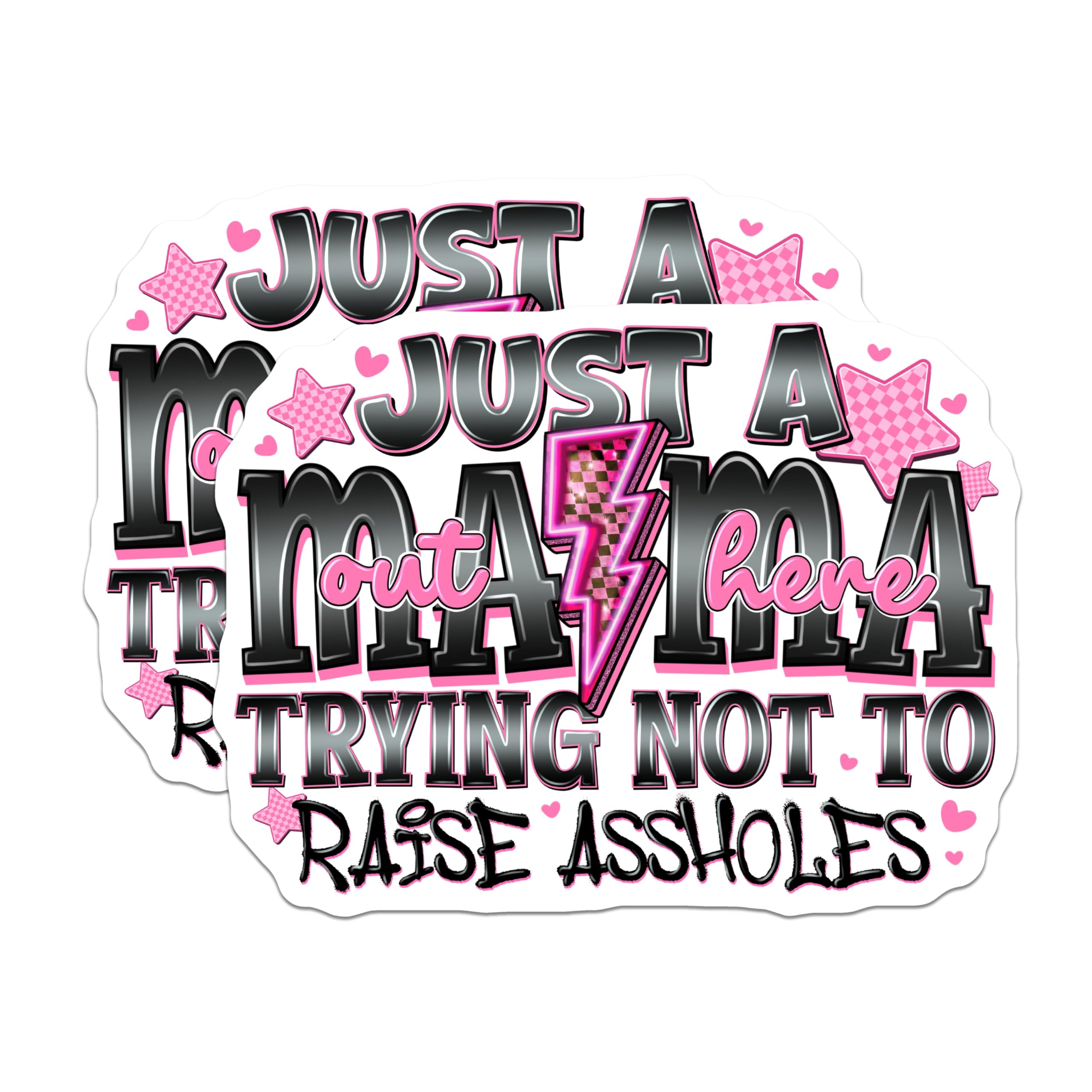 (2 Pack) Sarcastic Mama Magnets - Funny Mom Life Humor - Edgy Parenting Quote - Refrigerator Decor - 5 Inches On Longest Side - Thick Durable Magnet - Made in USA - MAG27598