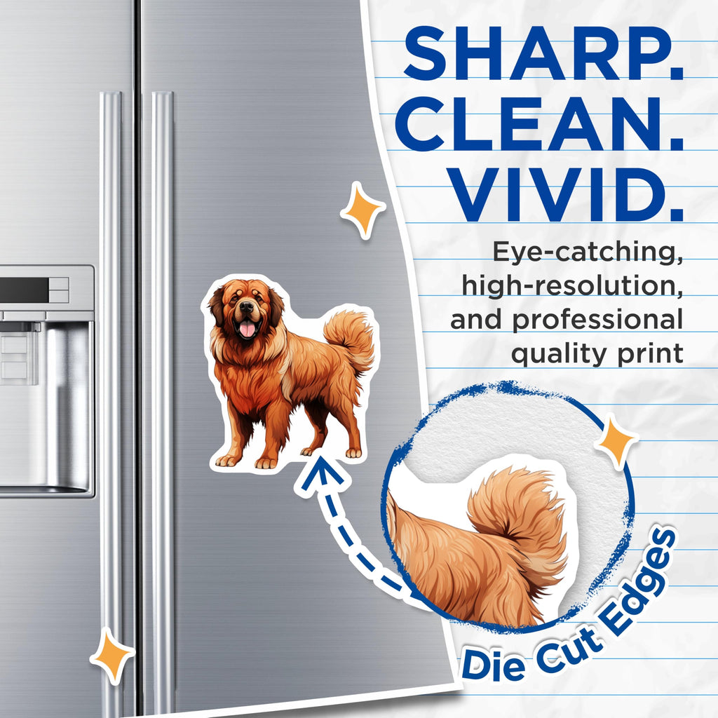 (2 Pack) Tibetan Mastiff Dog Magnets - Large Breed Pet Owner - Animal Lover Refrigerator Decor - Fluffy Canine Art - 5 Inches On Longest Side - Thick Durable Magnet - Made in USA - MAG27635