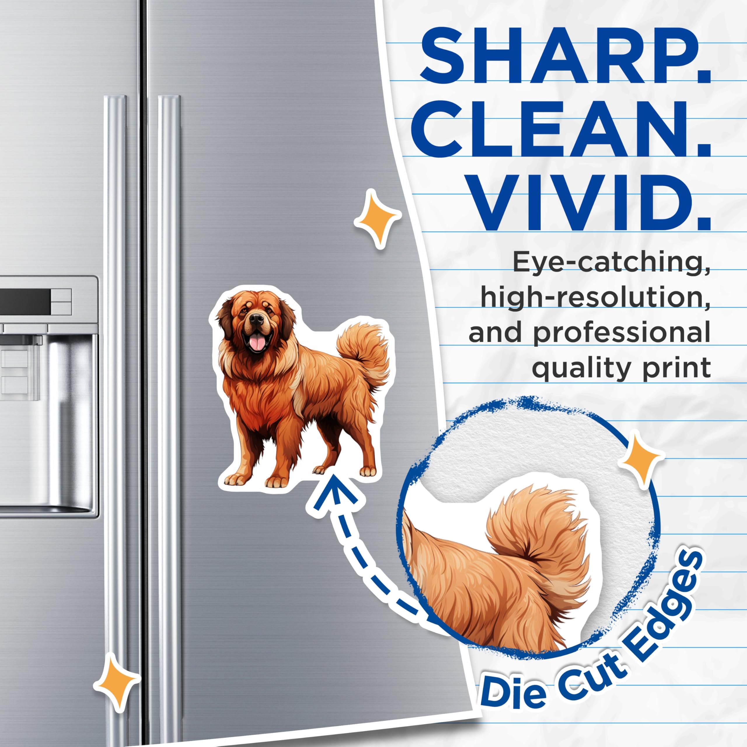 (2 Pack) Tibetan Mastiff Dog Magnets - Large Breed Pet Owner - Animal Lover Refrigerator Decor - Fluffy Canine Art - 5 Inches On Longest Side - Thick Durable Magnet - Made in USA - MAG27635