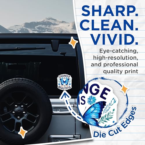 (2 Pack) Change is Beautiful Stickers - 5" On Longest Side - Sticks to Smooth Flat Surfaces - Made in USA - BMCS8635 - BMCS8635