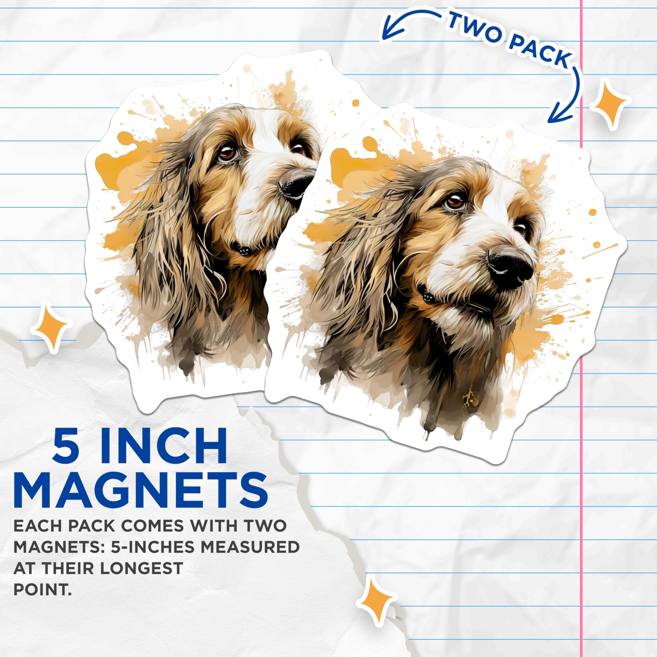 (2 Pack) Soulful Dog Magnets - Watercolor Animal Art - Dog Mom Dad Pet Lover Fridge Decor - 5 Inches On Longest Side - Thick Durable Magnet - Made in USA - MAG30460