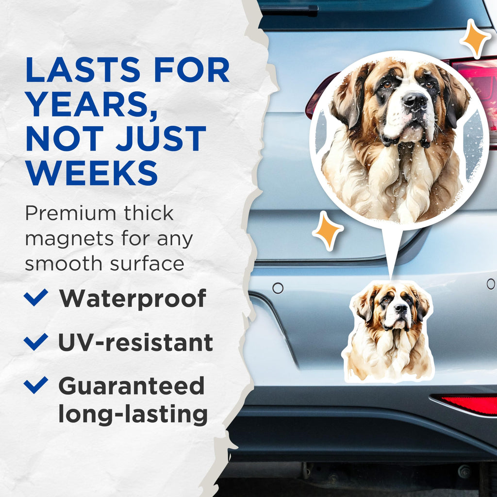 (2 Pack) Saint Bernard Dog Magnets - Pet Lover Decor - Refrigerator Home Accessories - 5" On Longest Side - Premium Magnet - for Cars, Refrigerators, Toolboxes, Lockers - Made in USA - MAG15558