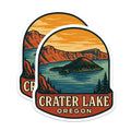 (2 Pack) Crater Lake Oregon Stickers - National Park Adventure - Vintage Travel Decal - 5" On Longest Side - Sticks to Smooth Flat Surfaces - Made in USA - BMCS20144