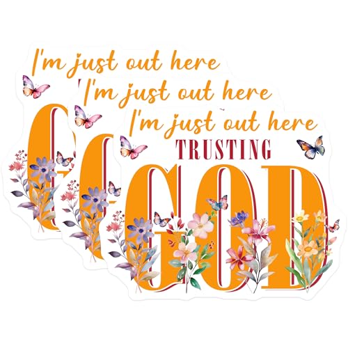 (3 Pack) Trusting God Decals - Floral Butterflies - Faith Laptop Decals - 3 Inches On Longest Side - Easy Peel & Apply - Made in USA - 3MCS7348