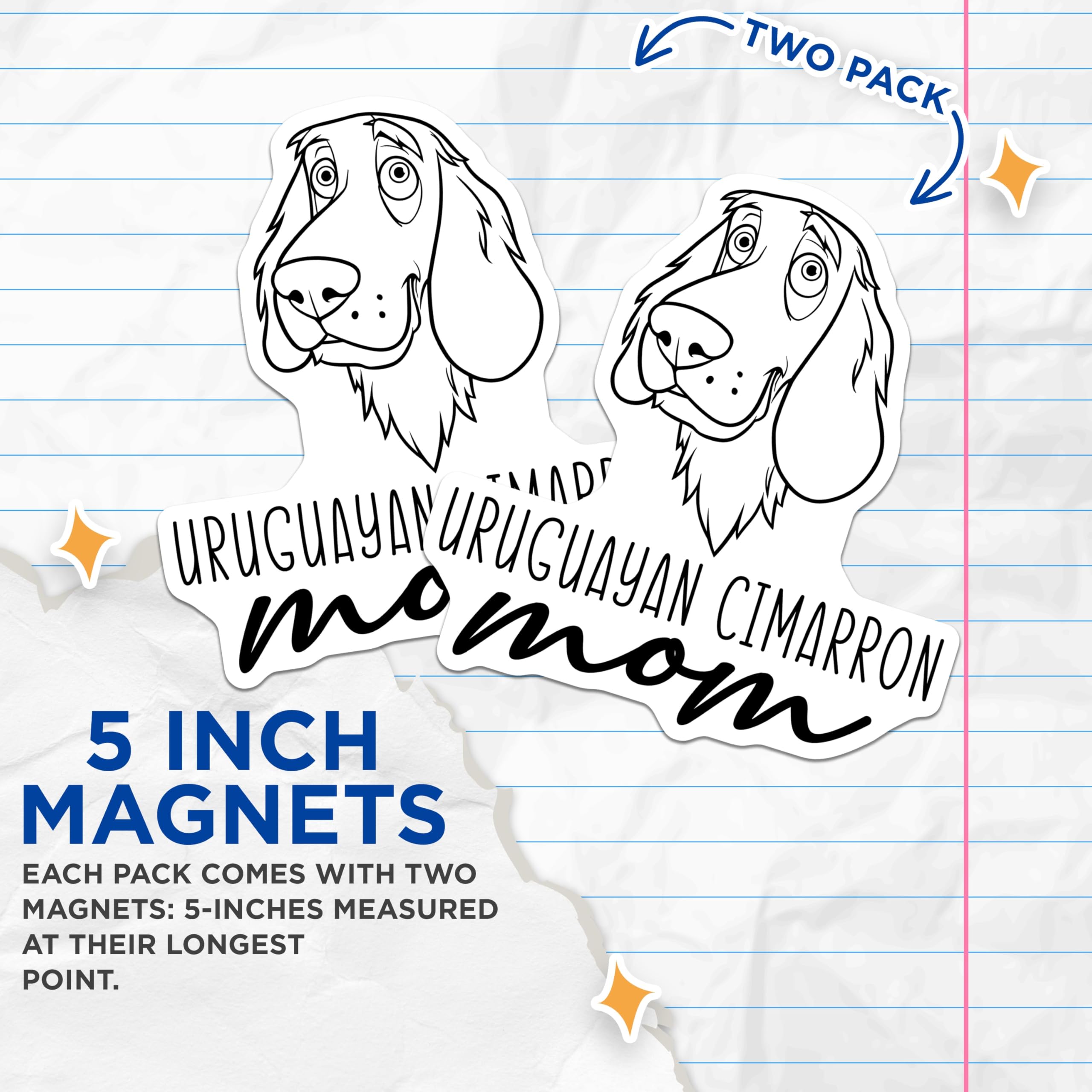 (2 Pack) Uruguayan Cimarron Mom Magnets - Unique Dog Breed Owner Kitchen Decor - Pet Lover Refrigerator Accessories - 5 Inches On Longest Side - Thick Durable Magnet - Made in USA - MAG27063