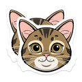 (2 Pack) Cute Cat Face Magnets - Tabby Cat Decor - Animal Lover Refrigerator Locker Magnet - 5 Inches On Longest Side - Thick Durable Magnet - Made in USA - MAG36590