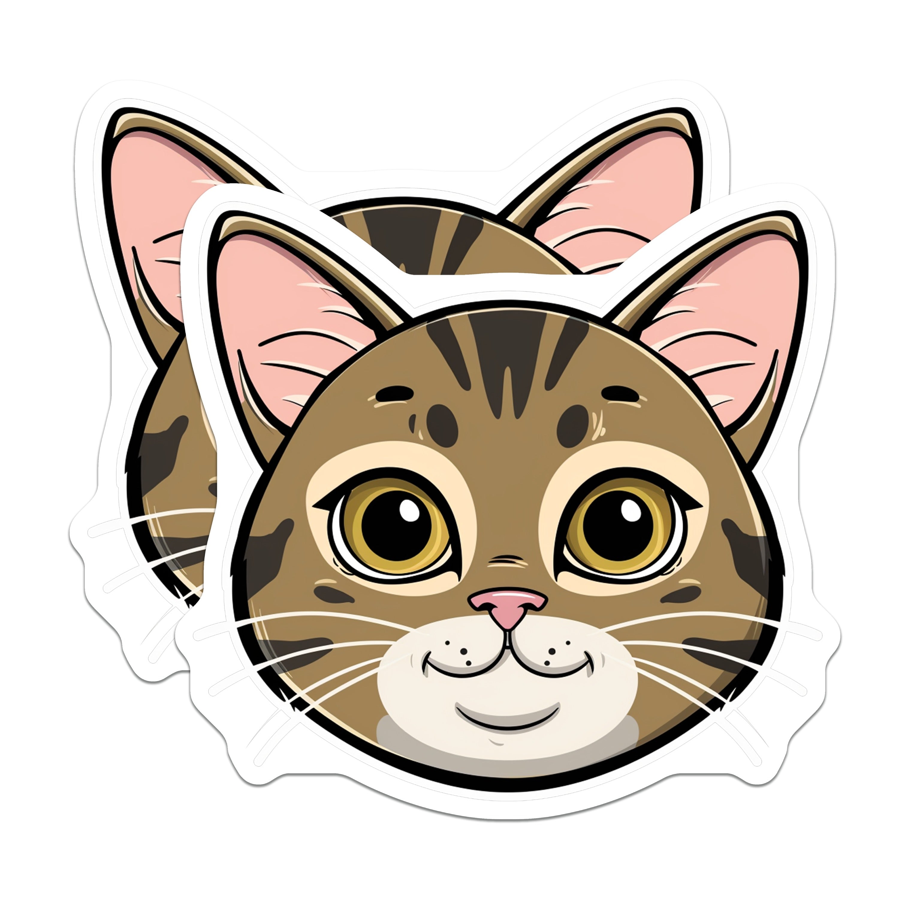 (2 Pack) Cute Cat Face Magnets - Tabby Cat Decor - Animal Lover Refrigerator Locker Magnet - 5 Inches On Longest Side - Thick Durable Magnet - Made in USA - MAG36590