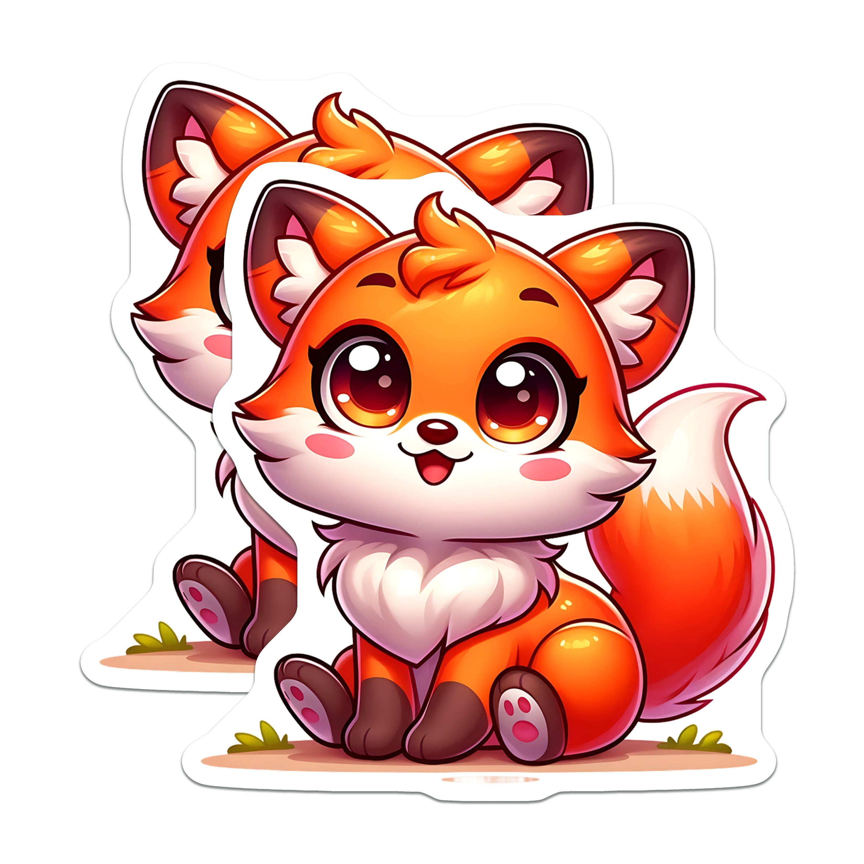 (2 Pack) Cute Fox Magnets - Kawaii Woodland Animal Decor - Fridge Locker Decoration - 5 Inches On Longest Side - Thick Durable Magnet - Made in USA - MAG38320