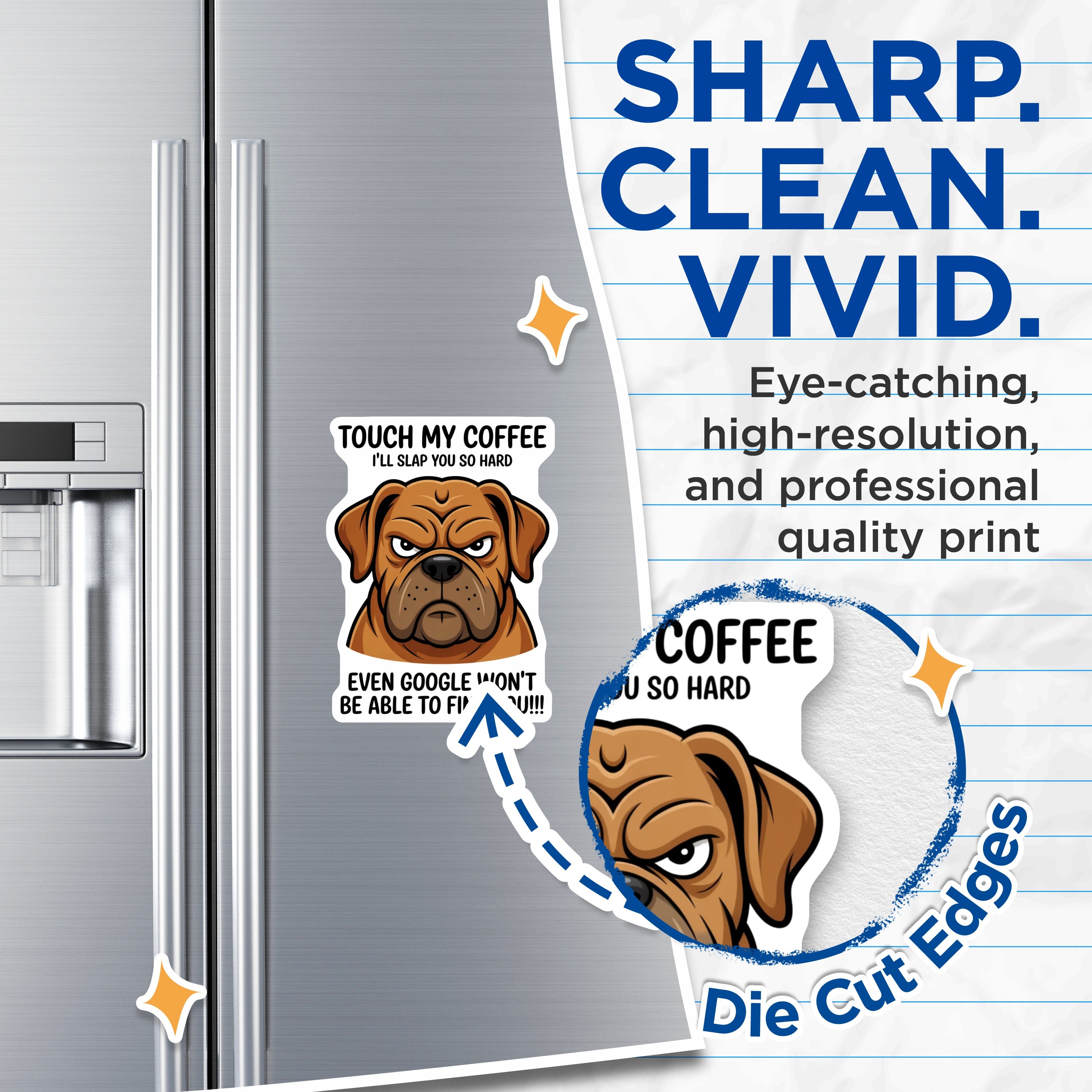 (2 Pack) Grumpy Dog Coffee Magnets - Sarcastic Humor Fridge Decor - Pet Parent Kitchen Magnets - 5 Inches On Longest Side - Thick Durable Magnet - Made in USA - MAG37726