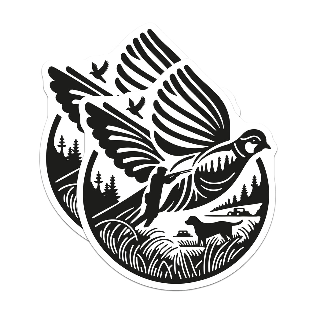 (2 Pack) Hunting Scene Magnets - Upland Bird Hunter Dog - Outdoor Sportsman Wildlife Decor - 5 Inches On Longest Side - Thick Durable Magnet - Made in USA - MAG22499