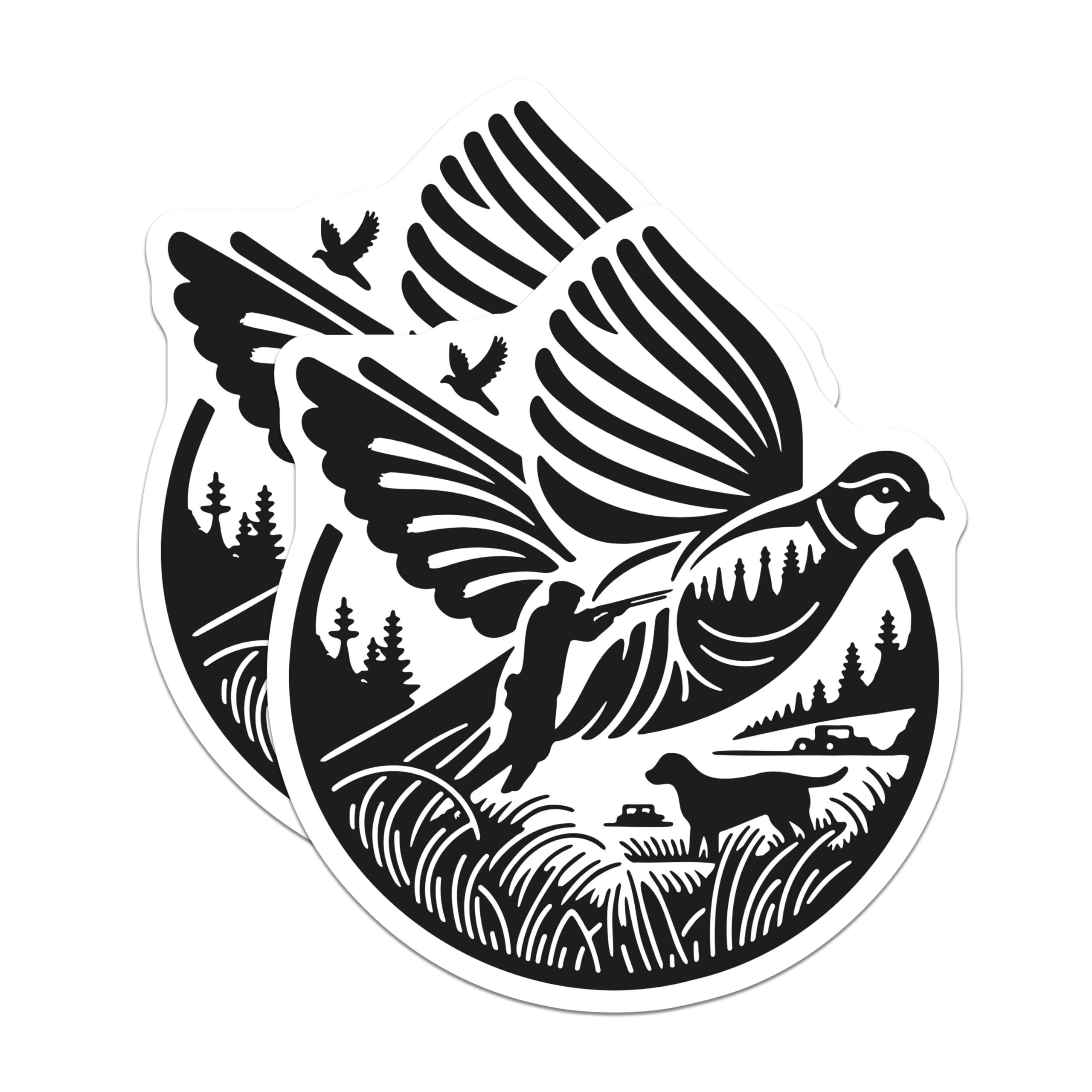 (2 Pack) Hunting Scene Magnets - Upland Bird Hunter Dog - Outdoor Sportsman Wildlife Decor - 5 Inches On Longest Side - Thick Durable Magnet - Made in USA - MAG22499