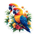 (2 Pack) Tropical Macaw Parrot Magnets - Vibrant Jungle Bird Decor - Exotic Flower Kitchen Accessories - 5 Inches On Longest Side - Thick Durable Magnet - Made in USA - MAG29418
