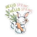 (2 Pack) Hello Spring Bunny Stickers - Cute Animal - Seasonal Decorative - 5" On Longest Side - Sticks to Smooth Flat Surfaces - Made in USA - BMCS8005