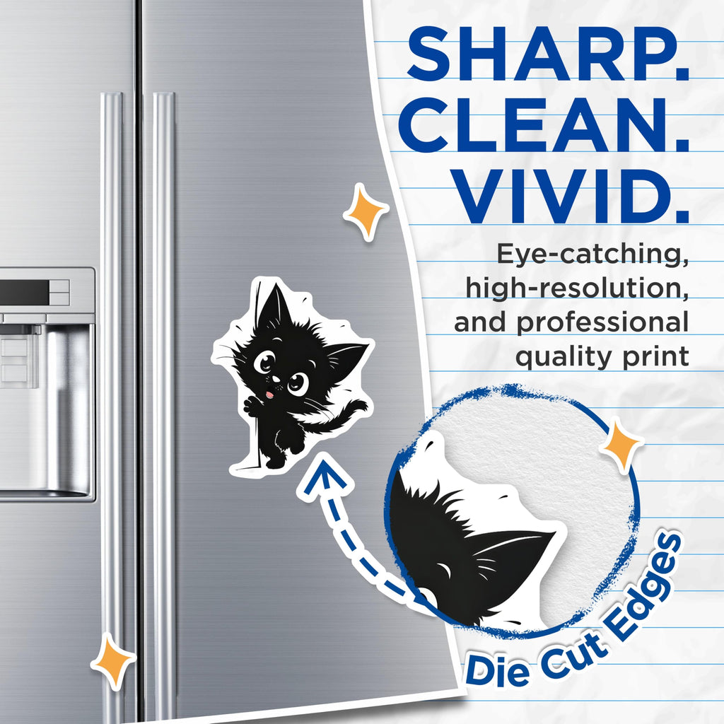 (2 Pack) Black Cat Magnets - Cartoon Kitten Decor - Spooky Cat Lover Refrigerator Magnets - 5" On Longest Side - Premium Magnet - for Cars, Refrigerators, Toolboxes, Lockers - Made in USA - MAG14182