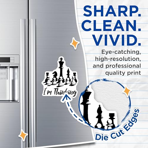 (2 Pack) Chess Quote Magnets - I'm Thinking Magnets - Chess Player Magnets - Strategic Game Magnets - 5" On Longest Side - for Cars, Refrigerators, Toolboxes, Lockers - Made in USA BMCS3191