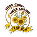 (2 Pack) Here Comes The Sun Magnets - Cheerful Sunflower Floral Art - Inspirational Quote Refrigerator Locker Accents - 5 Inches On Longest Side - Thick Durable Magnet - Made in USA - MAG19347