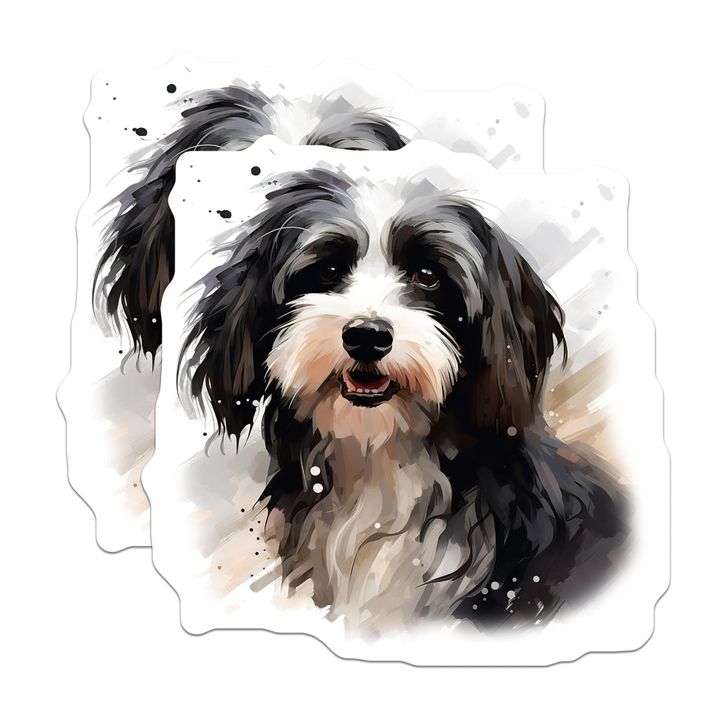 (2 Pack) Adorable Fluffy Dog Magnets - Cute Black White Dog Art - Pet Lover Refrigerator Decor Locker Magnet - 5 Inches On Longest Side - Thick Durable Magnet - Made in USA - MAG28845