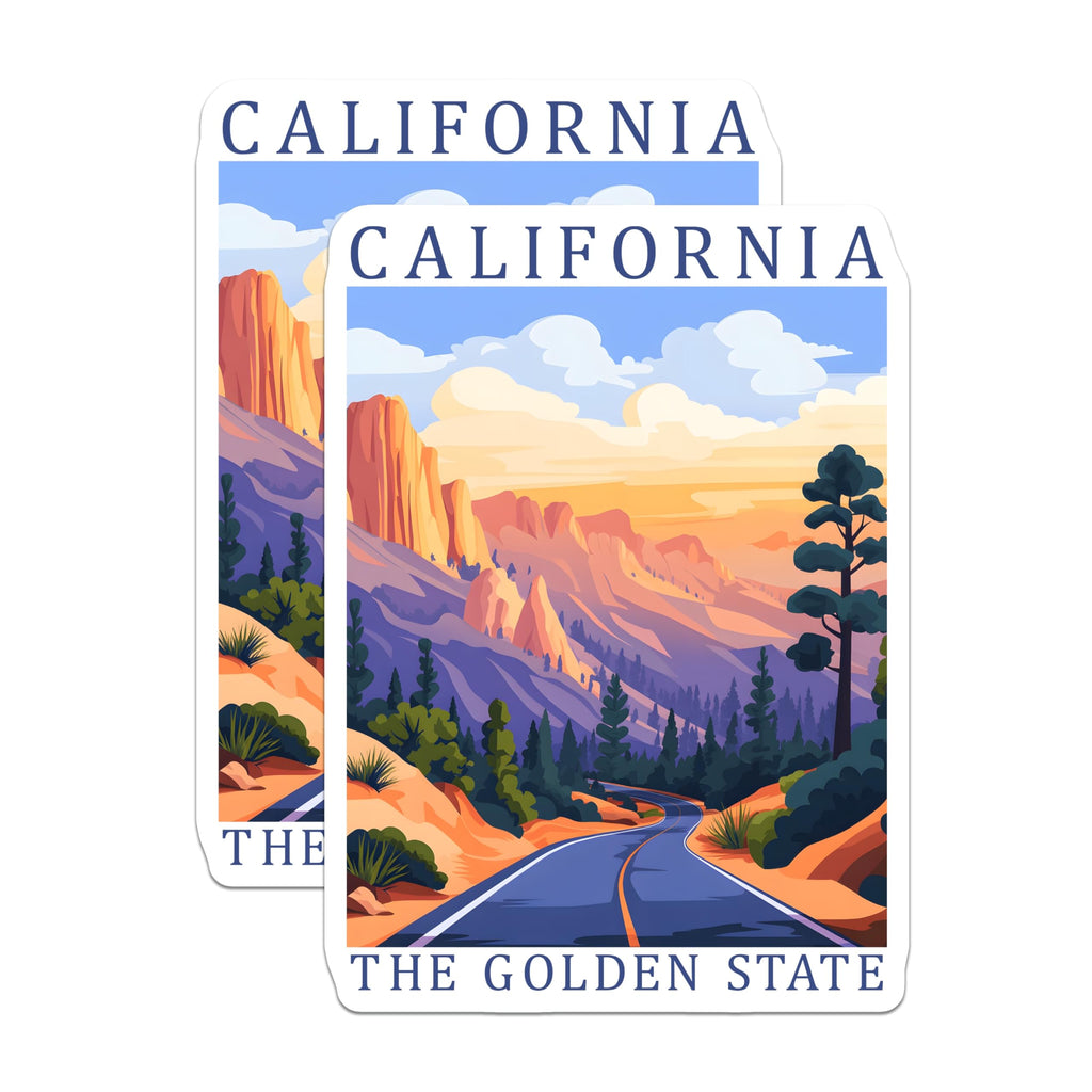 (2 Pack) California Magnets - Golden State - Scenic Road Trip Decor - 5" On Longest Side - Premium Magnet - for Cars, Refrigerators, Toolboxes, Lockers - Made in USA - MAG17493