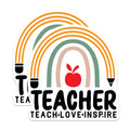 (2 Pack) Teacher Teach Love Inspire Magnets - Rainbow Teacher Decoration - Apple Pencil Teacher - 5" On Longest Side - for Cars, Refrigerators, Lockers - Made in USA BMCS3106