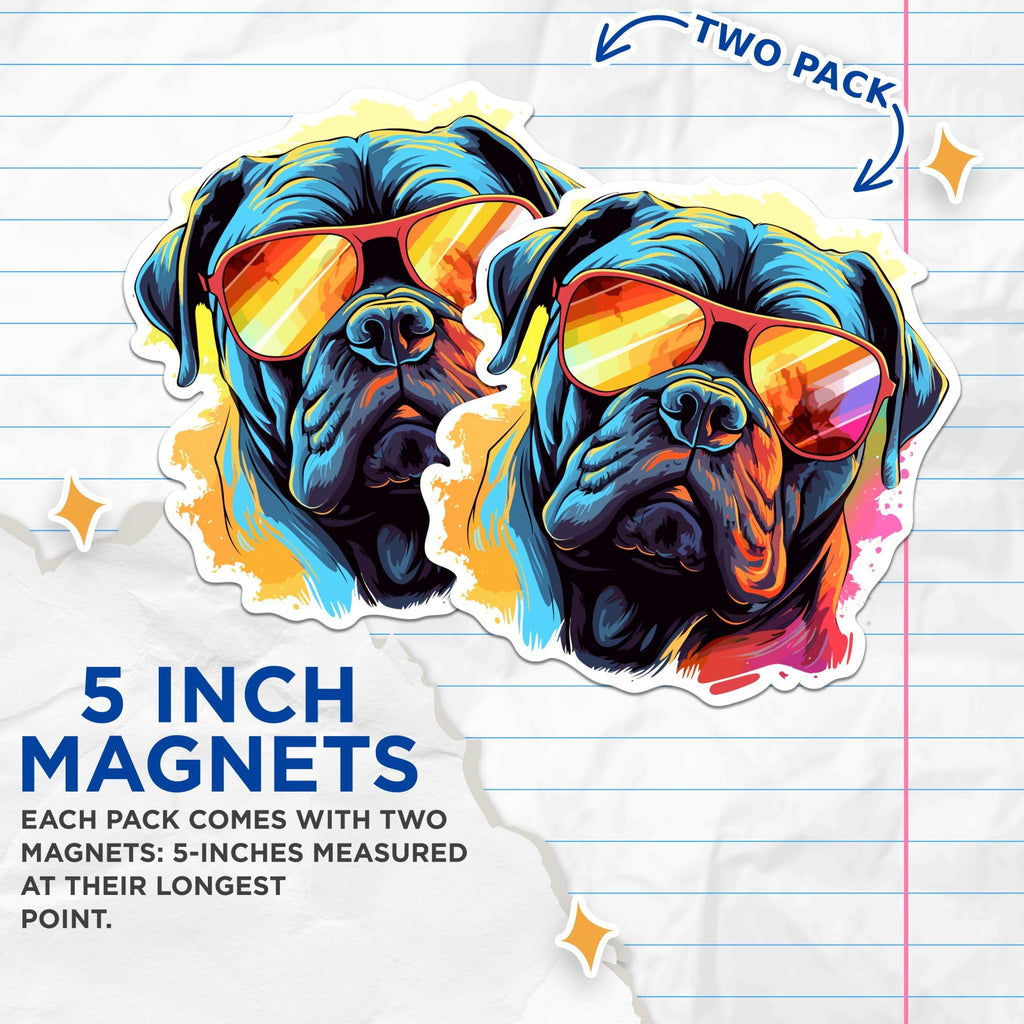 (2 Pack) Cane Corso Dog Magnets - Cane Corso with Sunglasses - Choose FromOver 100 Dog Breeds - 5" On Longest Side - Premium Magnet - Made in USA - MAG0332