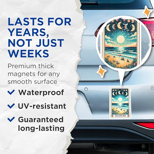 (2 Pack) Colorful Sunset Magnet - Ocean View - Coastal Decor - Beach Lovers - 5" On Longest Side - Sticks to Smooth Flat Surfaces - Made in USA - MAG10304