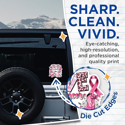 (2 Packs) Give Cancer The Boot Stickers - Breast Cancer Awareness Decals - 5 Inches On Longest Side - Premium Vinyl Decal - Sticks to Any Smooth Flat Surface - Made in USA - BMCS2434