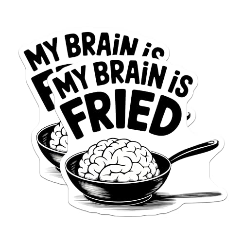 (2 Pack) My Brain is Fried Magnets - Funny Work Stress - Home Office Decor - Humorous Kitchen Decoration - 5" On Longest Side - for Cars, Fridges, Toolboxes - Made in USA - MAG7624