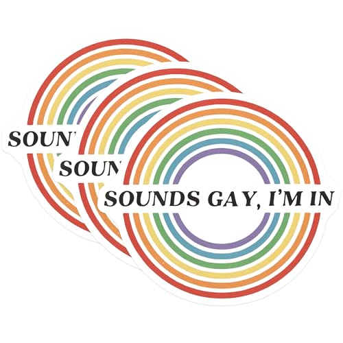 (3 Pack) Pride Rainbow Decals - Sounds Gay Im in - LGBTQ Decal - 3 Inches On Longest Side - Easy Peel & Apply - Made in USA - 3MCS7987