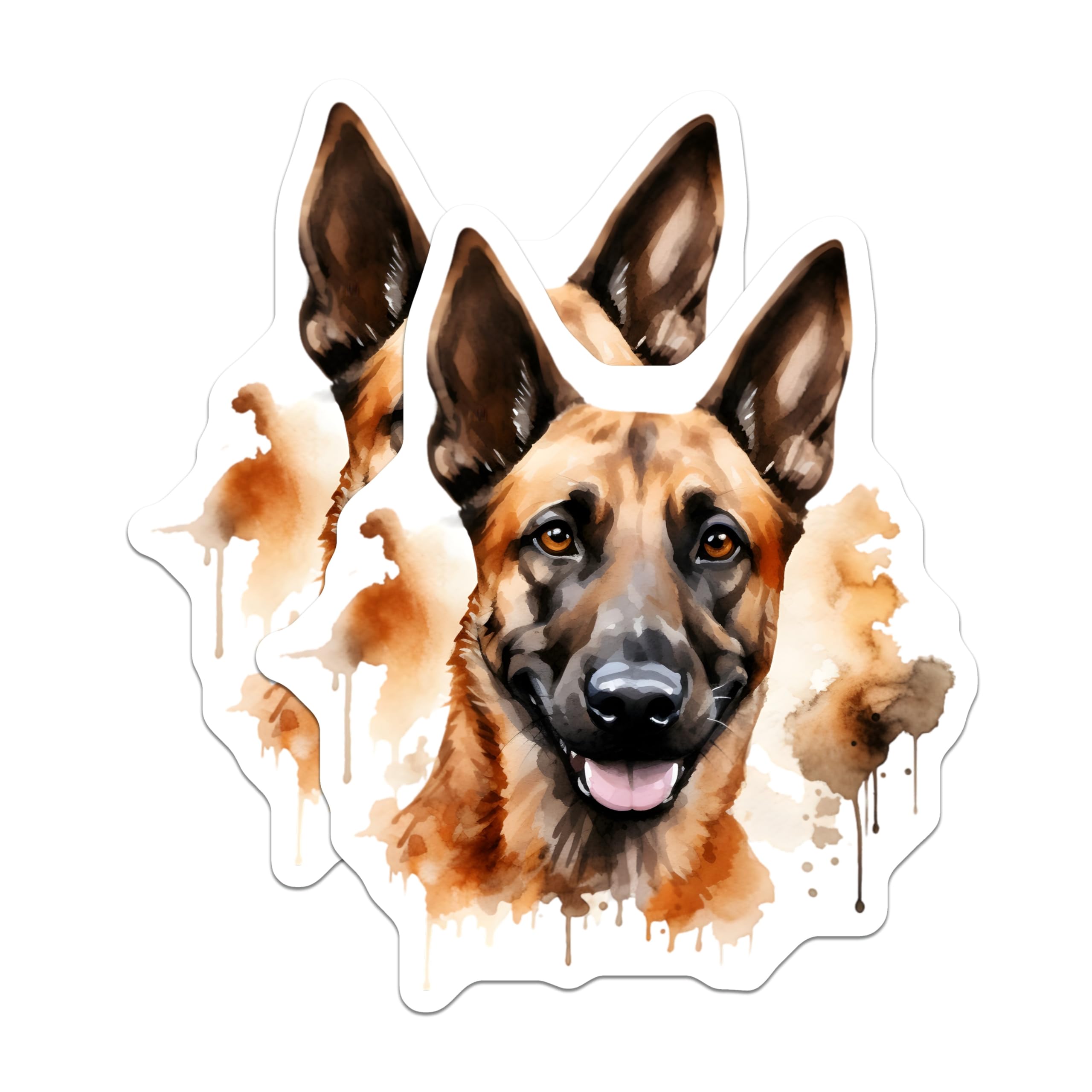 (2 Pack) German Shepherd Magnets - Watercolor Dog Art - Pet Lover Decor Accents - 5 Inches On Longest Side - Thick Durable Magnet - Made in USA - MAG27280