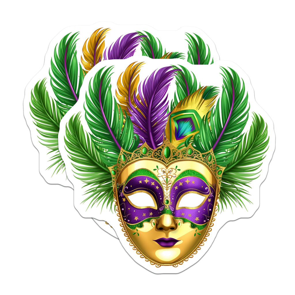 (2 Pack) Mardi Gras Mask Magnets - New Orleans Decor - Festival Party Supplies - 5 Inches On Longest Side - Thick Durable Magnet - Made in USA - MAG36854