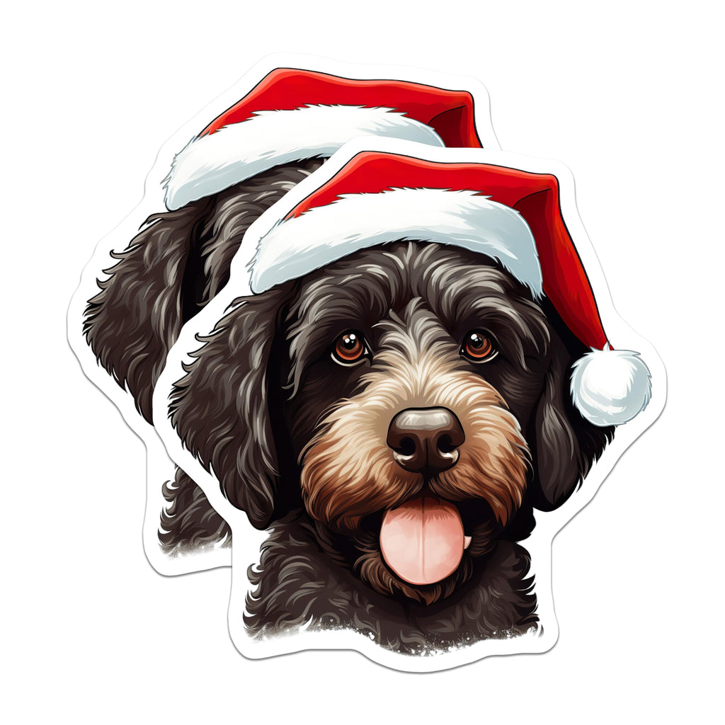 (2 Pack) Christmas Dog Magnets - Santa Hat Pet Lover Decor - Holiday Refrigerator Magnets - 5 Inches On Longest Side - Thick Durable Magnet - Made in USA - MAG25176