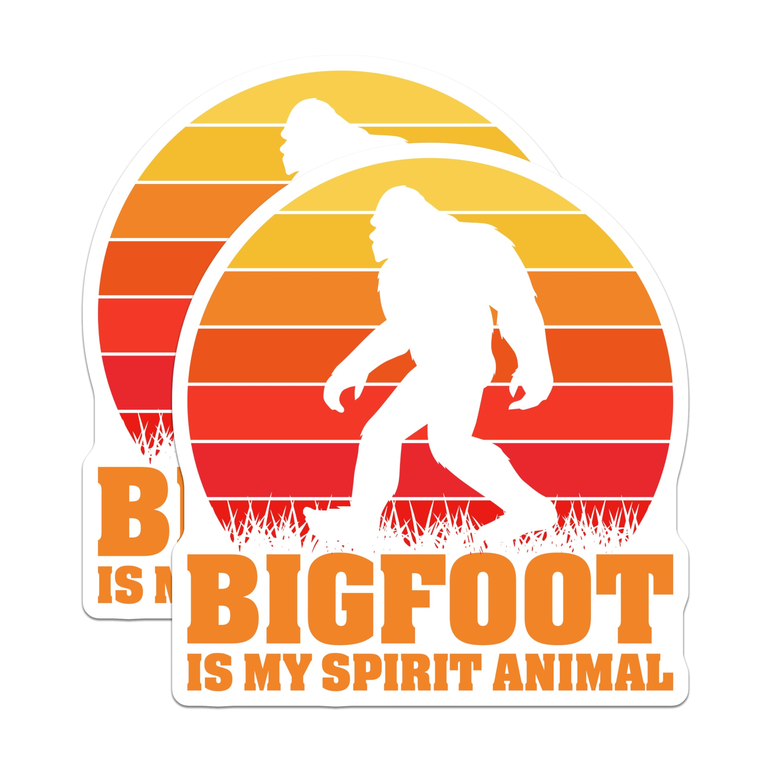 (2 Pack) Bigfoot Spirit Animal Magnets - Retro Sunset Sasquatch Cryptid - Humorous Mythical Monster Fridge Accessory - 5 Inches On Longest Side - Thick Durable Magnet - Made in USA - MAG20221