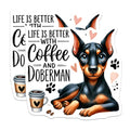 (2 Pack) Doberman Dog Magnets - Coffee Lover Decor - Dog Breed Refrigerator Magnets - 5" On Longest Side - Premium Magnet - for Cars, Refrigerators, Toolboxes, Lockers - Made in USA - MAG15440