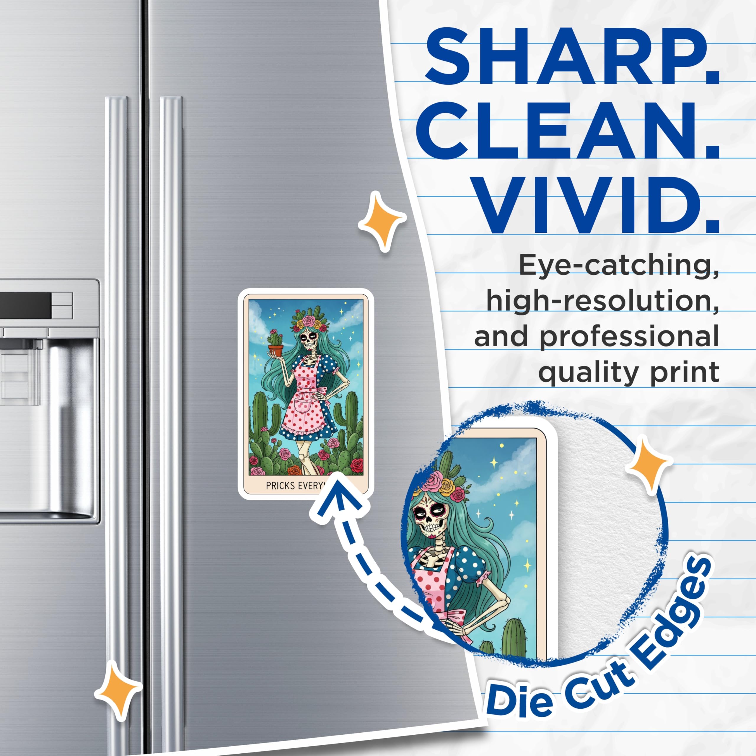 (2 Pack) Pricks Everywhere Magnets - Skeleton Cactus Lady - Funny Kitchen Decor - 5" On Longest Side - Premium Magnet - for Cars, Refrigerators, Toolboxes, Lockers - Made in USA - MAG15912