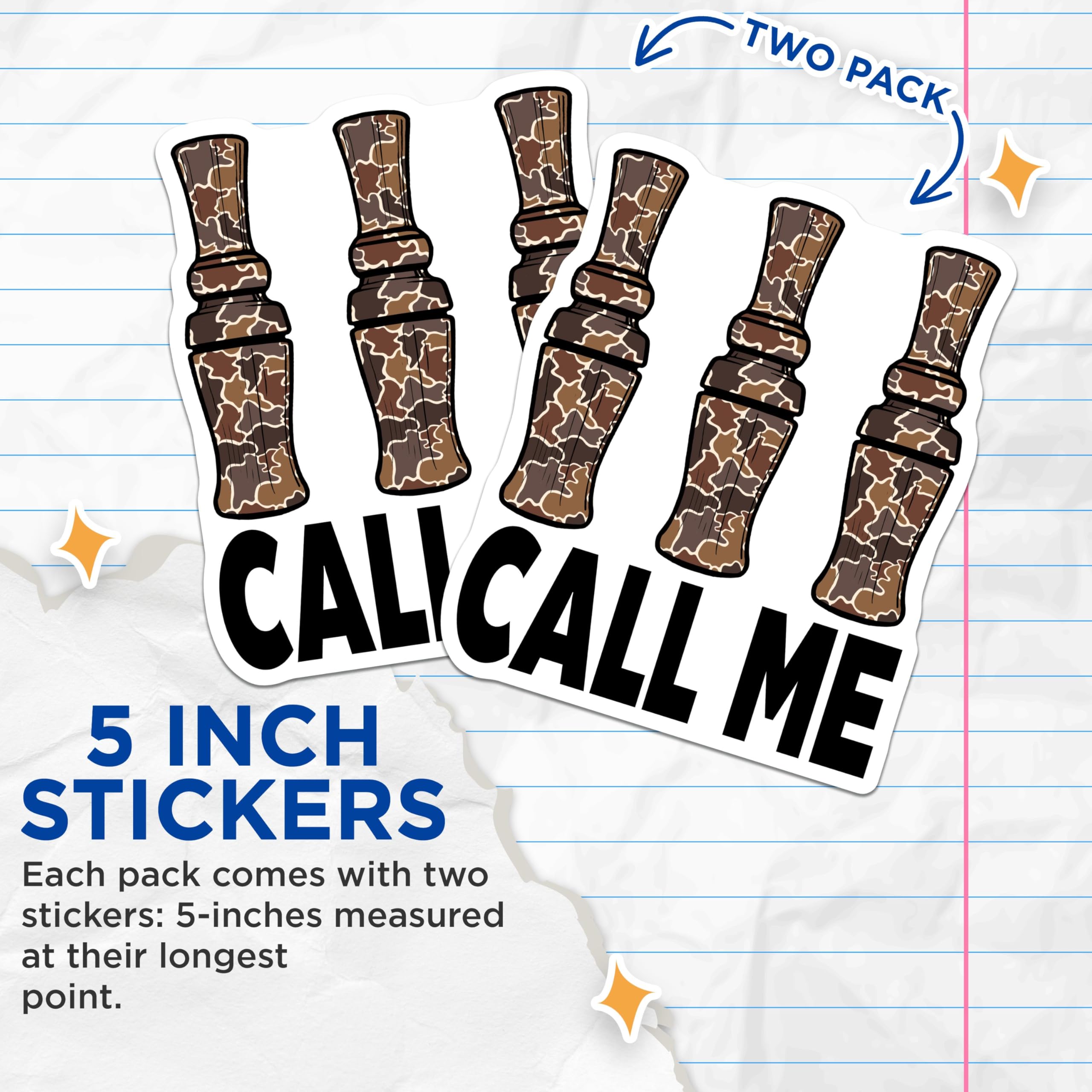 (2 Pack) Funny Hunting Stickers - Camo Duck Call Decal - 5" On Longest Side - Sticks to Smooth Flat Surfaces - Made in USA - BMCS8624 - BMCS8624