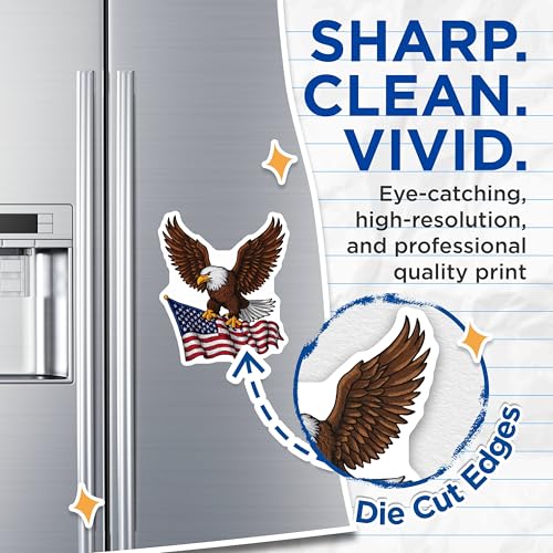 (2 Pack) American Eagle Magnets - Patriotic Flag Magnet - USA Pride Home Decor - 5" On Longest Side - for Cars, Fridges, Toolboxes - Made in USA - MAG6863