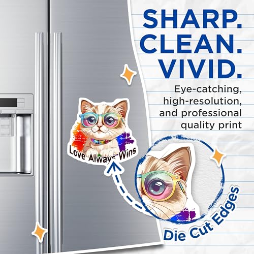 (2 Pack) Love Always Wins Cat Magnets Magnets - 5" On Longest Side - Made in USA - Sticks to Refrigerators & Metal Surfaces - MAG9188