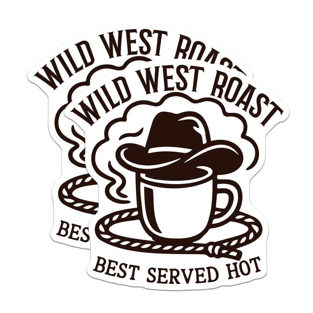 (2 Pack) Wild West Roast Coffee Magnets - Cowboy Hat Barista Kitchen Decor - Rustic Farmhouse Ranch Style Home Accent - 5 Inches On Longest Side - Thick Durable Magnet - Made in USA - MAG39917