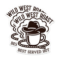 (2 Pack) Wild West Roast Coffee Magnets - Cowboy Hat Barista Kitchen Decor - Rustic Farmhouse Ranch Style Home Accent - 5 Inches On Longest Side - Thick Durable Magnet - Made in USA - MAG39917