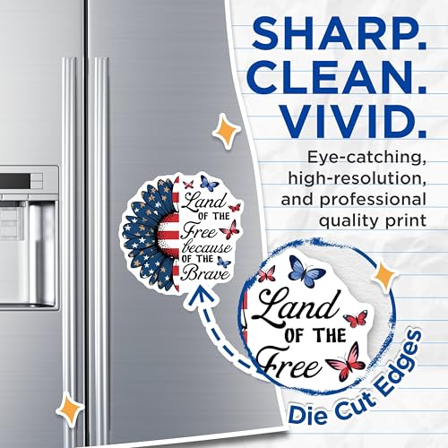 (2 Pack) Land of The Free Magnets Magnets - Independence Day Decor - 5" On Longest Side - Made in USA - Sticks to Refrigerators & Metal Surfaces - MAG8356