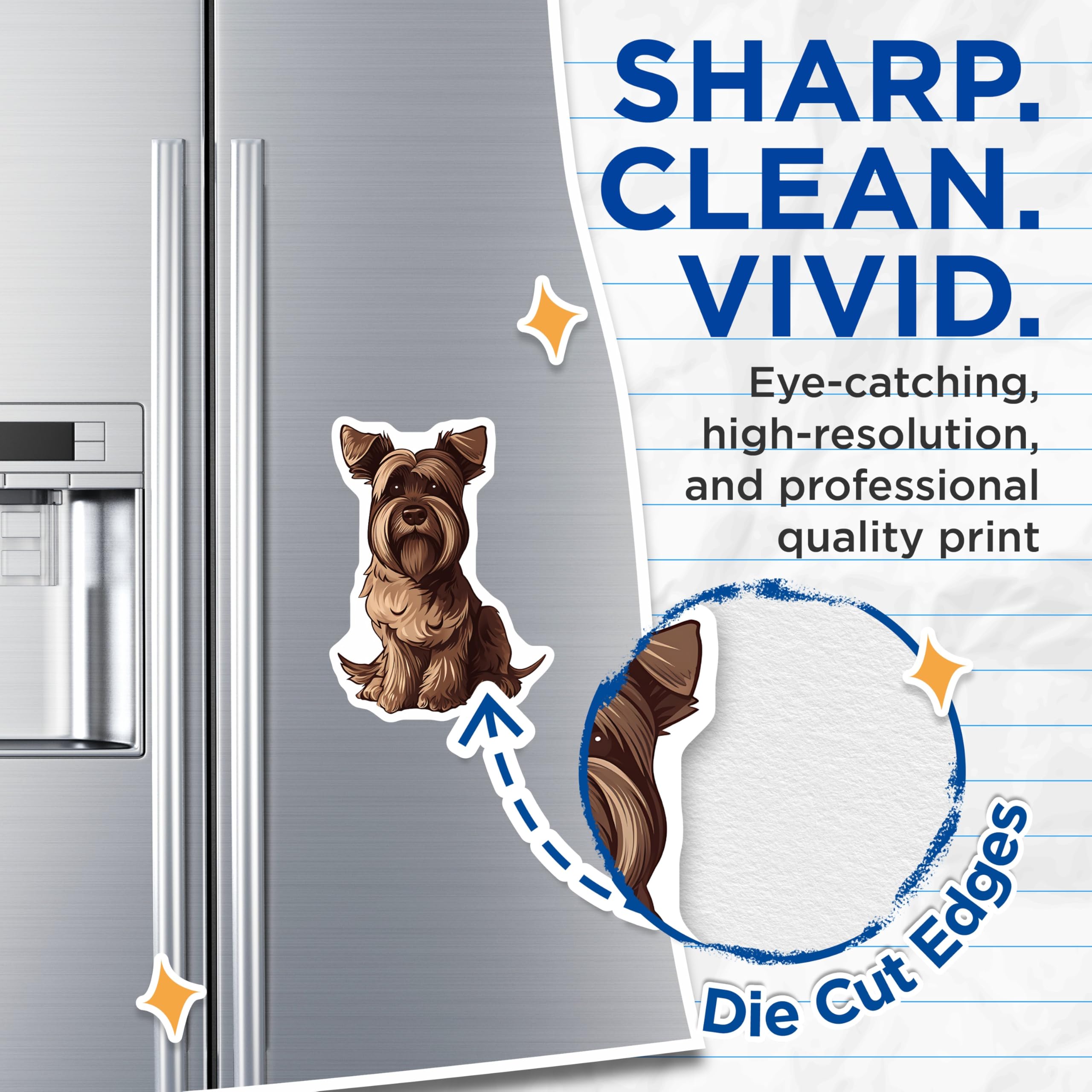 (2 Pack) Yorkshire Terrier Magnets - Cute Dog Breed Decor - Fridge and Locker Magnets - 5" On Longest Side - Premium Magnet - for Cars, Refrigerators, Toolboxes, Lockers - Made in USA - MAG16660