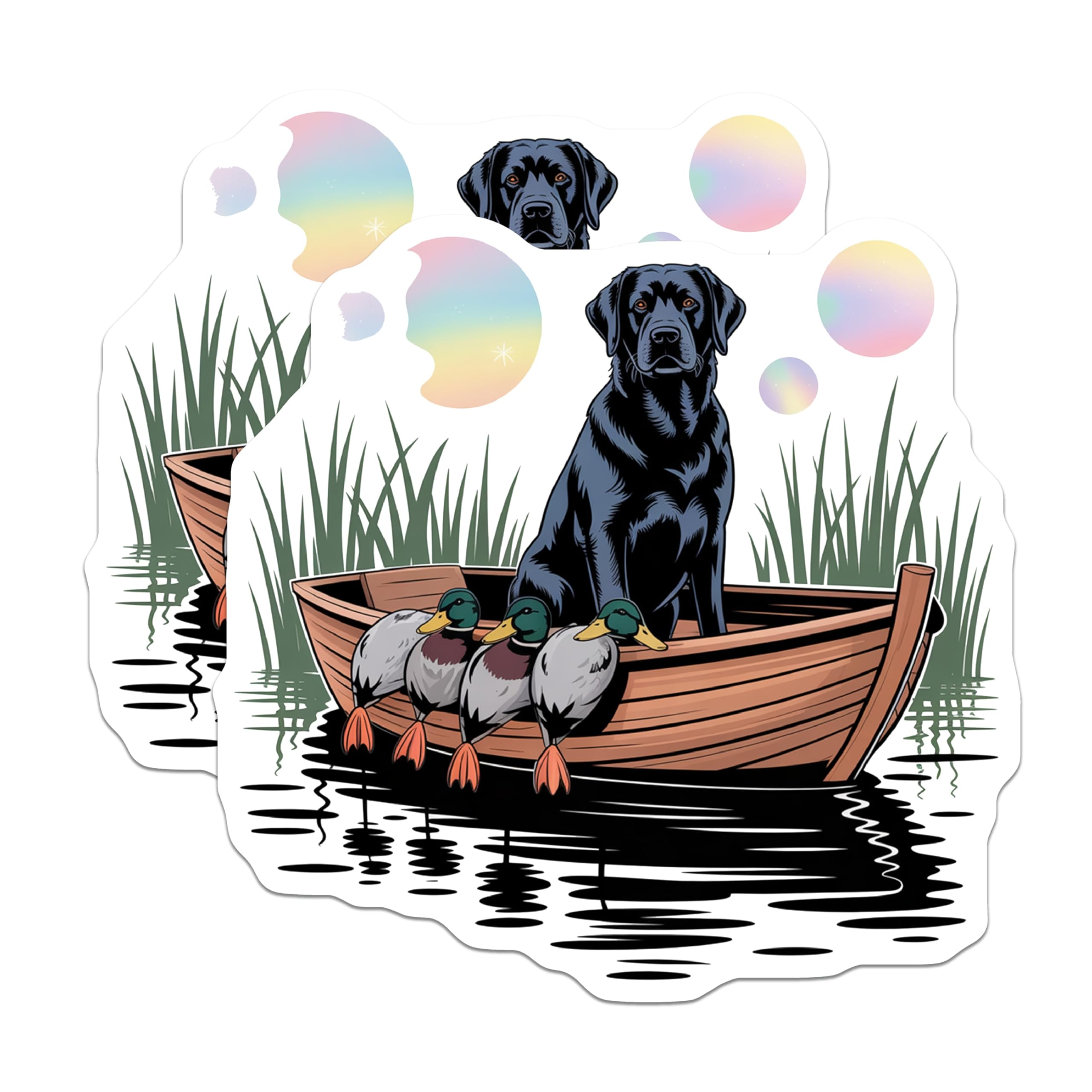 (2 Pack) Black Labrador Retriever Magnets - Duck Hunting Dog Art - Waterfowl Hunter Decor - Outdoors Refrigerator Magnets - 5 Inches On Longest Side - Thick Durable Magnet - Made in USA - MAG19981