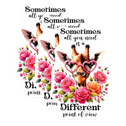 (3 Pack) Giraffe Decals - Heart Glasses - Floral Decals - 3 Inches On Longest Side - Easy Peel & Apply - Made in USA - 3MCS2005