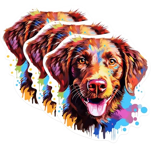 (3 Pack) Dog Breed Decals - Colorful Puppy Dog - Laptop Decal - 3 Inches On Longest Side - Easy Peel & Apply - Made in USA - 3MCS0696