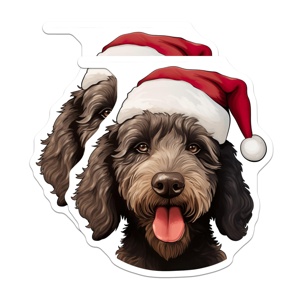 (2 Pack) Festive Labradoodle Magnets - Santa Hat Dog Refrigerator Accent - Merry Christmas Holiday Pet Decoration - 5 Inches On Longest Side - Thick Durable Magnet - Made in USA - MAG23326