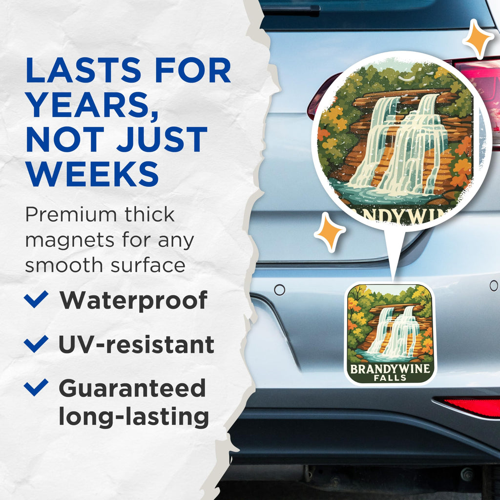 (2 Pack) Brandywine Falls Magnets - Waterfall Scenery - Nature Landscape Decor - 5 Inches On Longest Side - Thick Durable Magnet - Made in USA - MAG19742