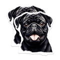 (2 Pack) Black Pug Dog Magnets - Cute Happy Pug Face Artwork - Pet Owner Animal Lover Kitchen Decor Accent - 5 Inches On Longest Side - Thick Durable Magnet - Made in USA - MAG28513