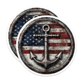 (2 Pack) American Flag Anchor Stickers - Patriotic Boat Decals - Nautical Themed Vinyl Stickers - 5" On Longest Side - Sticks to Smooth Flat Surfaces - Made in USA - BMCS9435